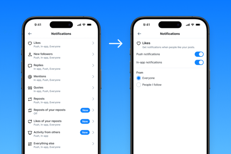 Bluesky users can customize their notifications, including activity alerts from their favorite accounts
